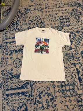 Fruit of the Loom White "Chill Out" Graphic Tee with Multicolor Print